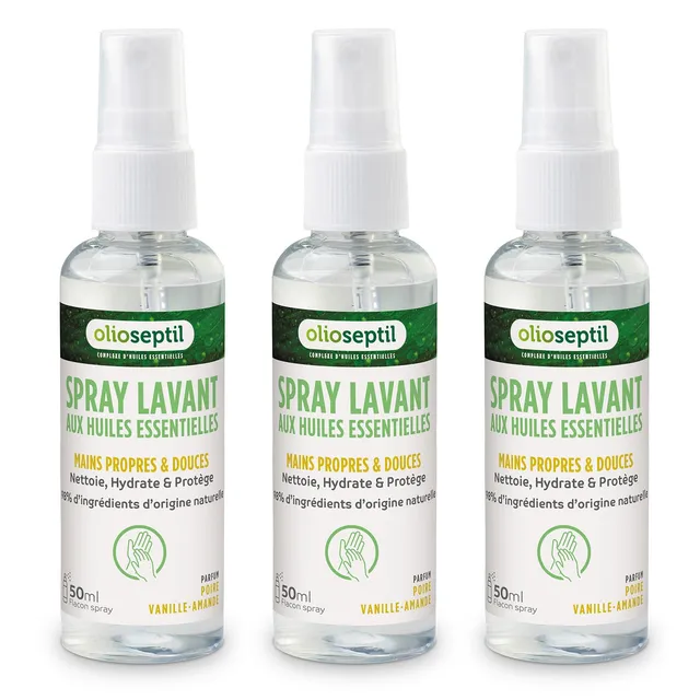 Olioseptil spray lavant mains poire-vanille lot de 3x50 ml
