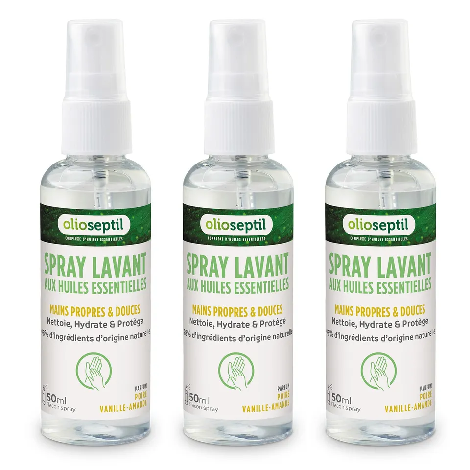 Olioseptil spray lavant mains poire-vanille lot de 3x50 ml