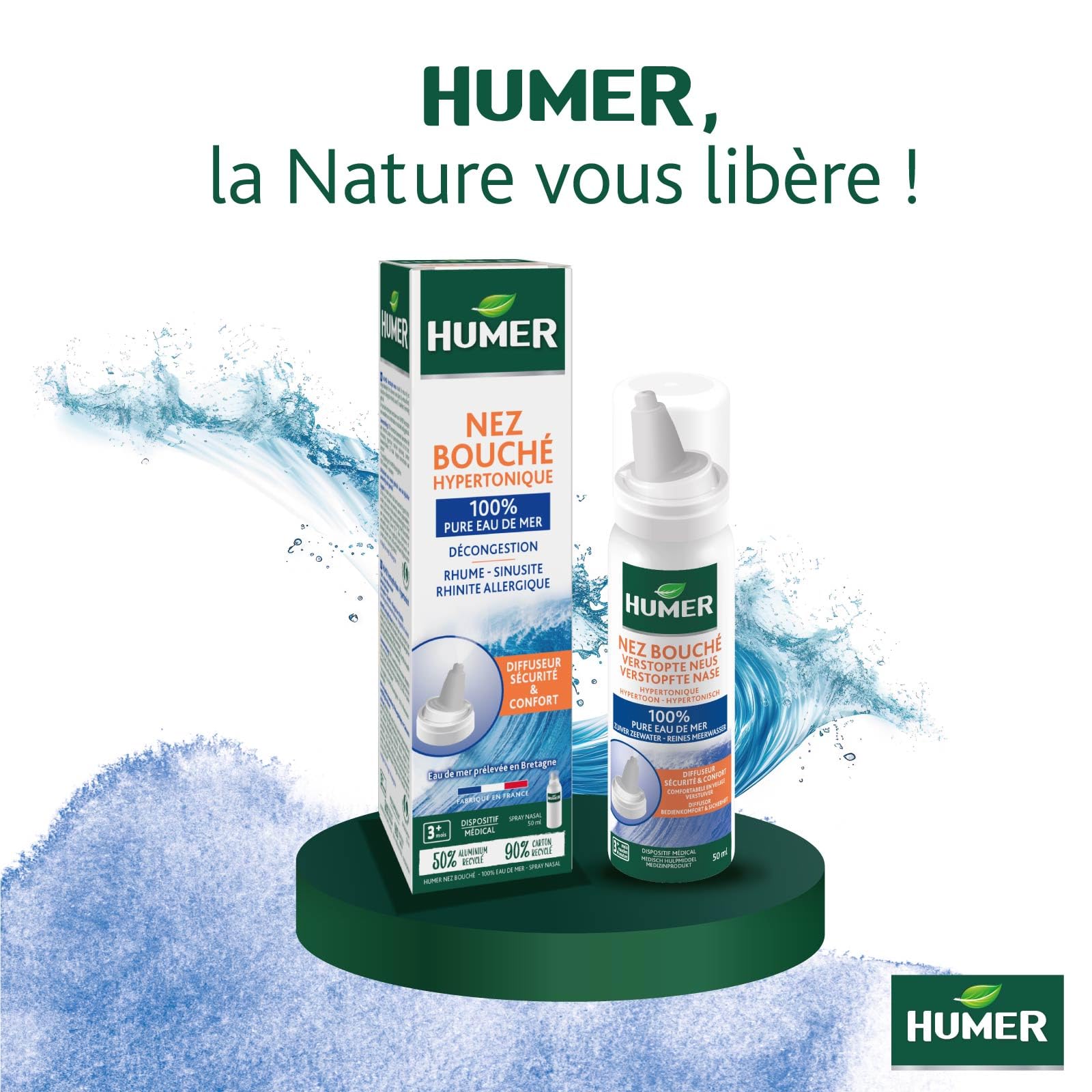 Humer Nez Bouché spray nasal hypertonique eau de mer 50 ml