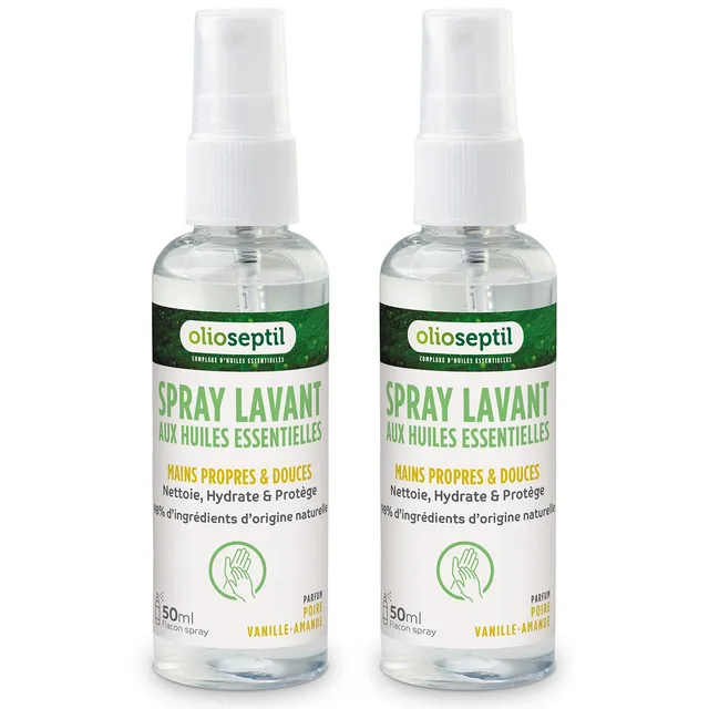 Olioseptil spray lavant mains poire-vanille lot de 2x50 ml