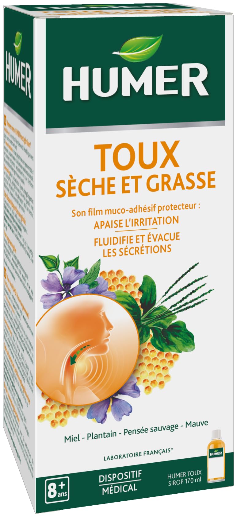 Humer Toux sirop toux sèche grasse miel 170 ml dès 8 ans