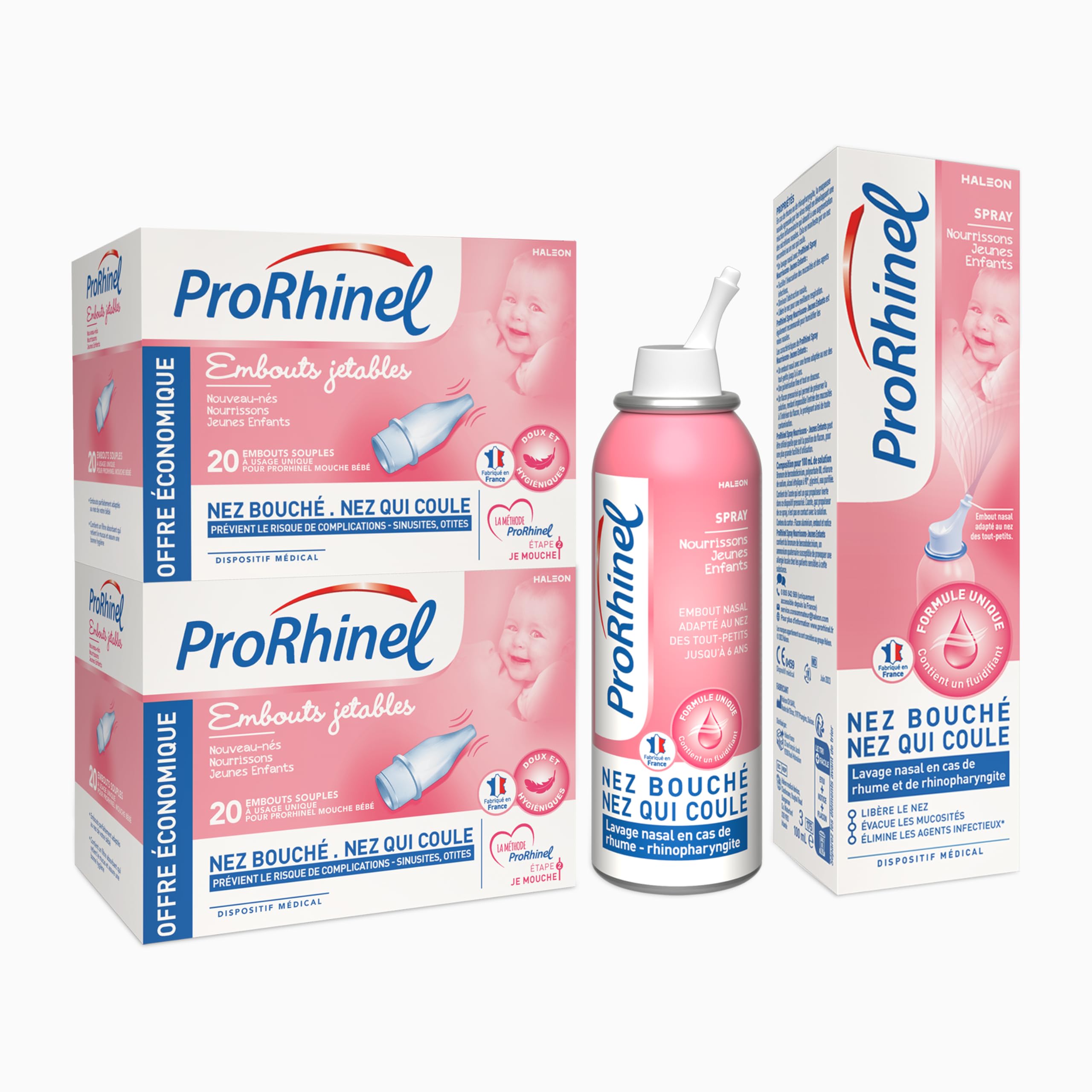 Prorhinel bébé embouts mouche-bébé 2x20 + spray nasal 100 ml