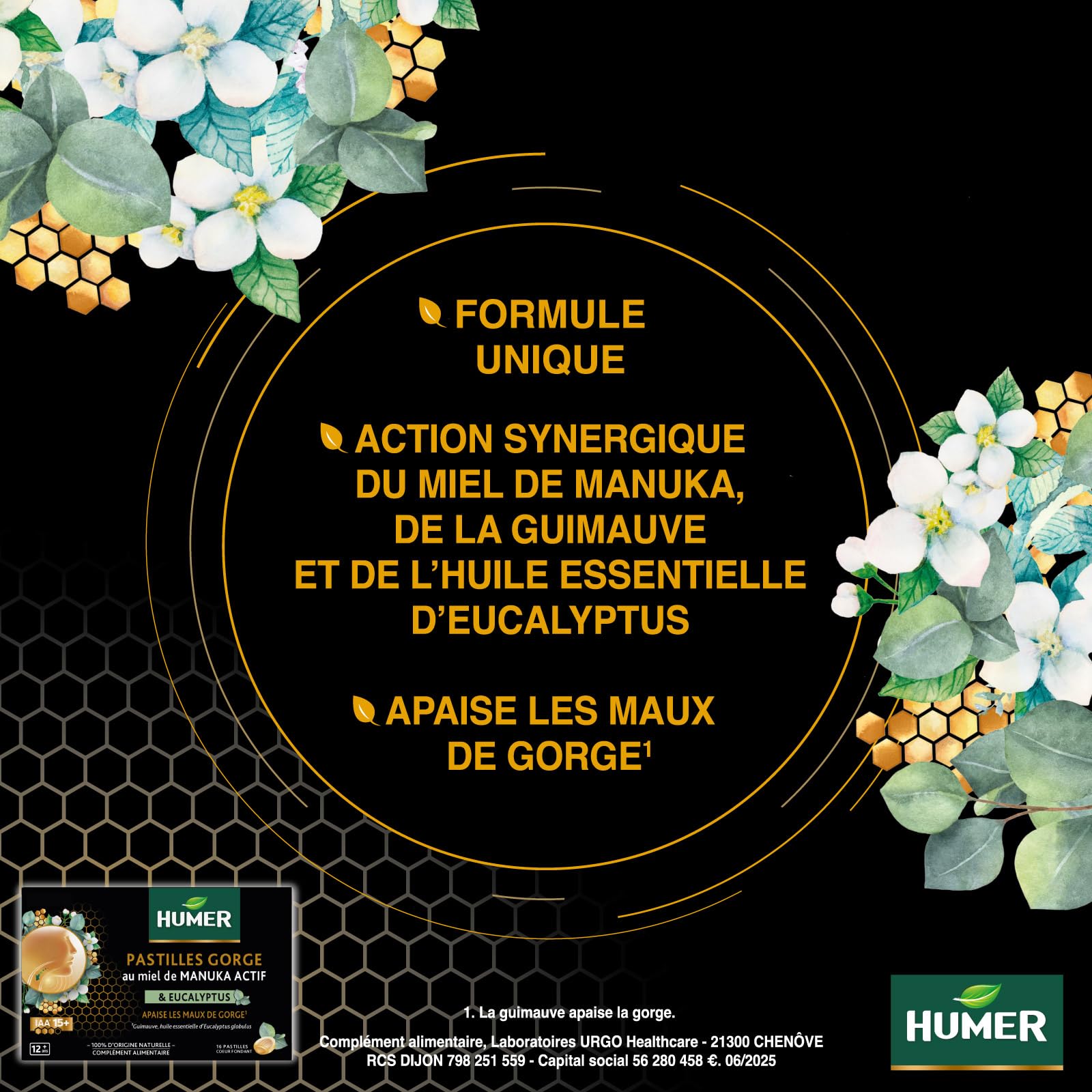 Humer Maux de Gorge pastilles miel manuka 15+ x16