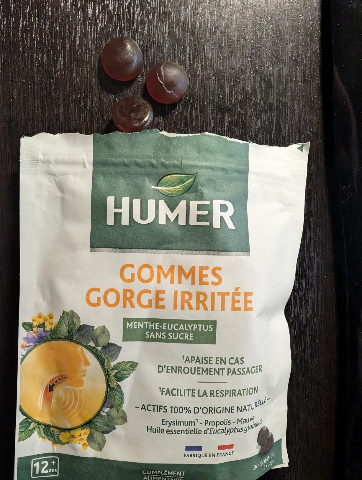 Humer Maux de Gorge gommes menthe eucalyptus x30 sans sucre