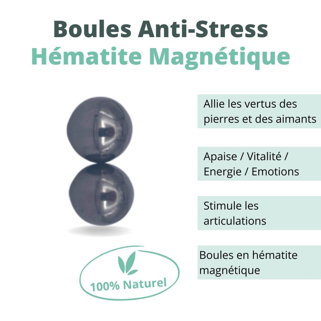 Aimantix Boules anti-stress hématite magnétique x2
