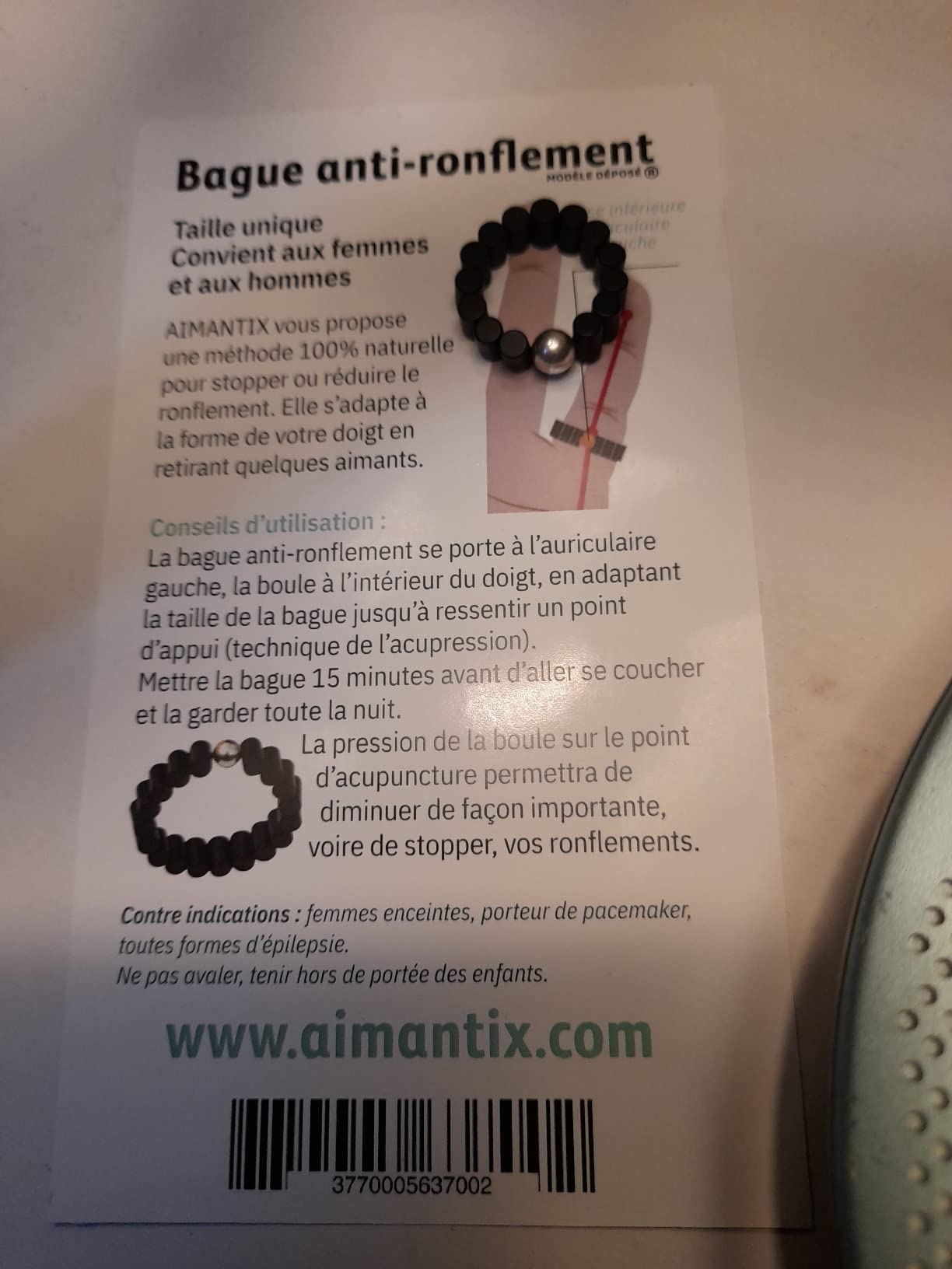Aimantix Bague anti-ronflement bague magnétique taille unique