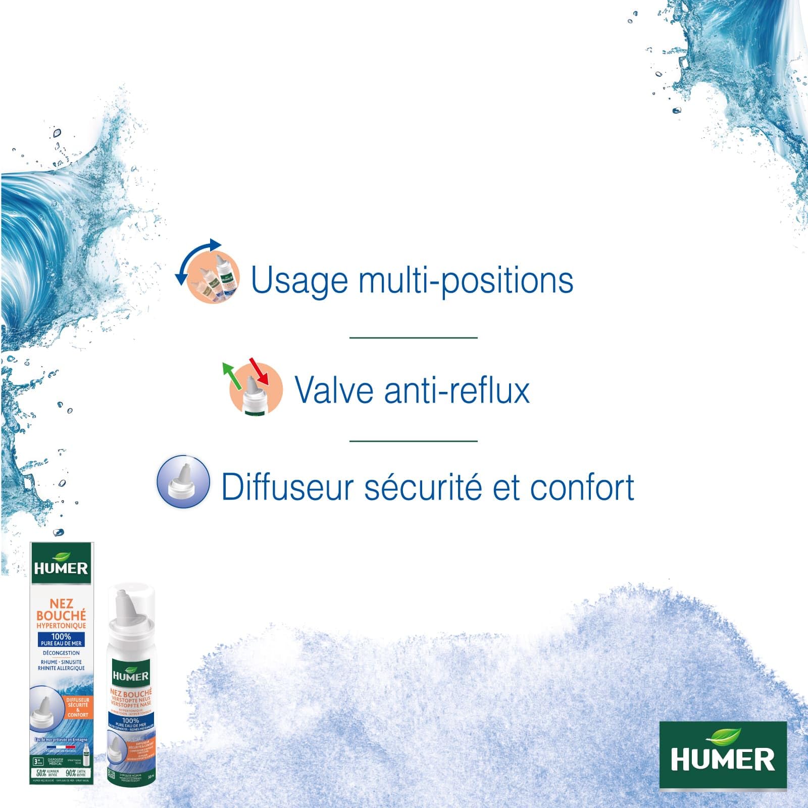 Humer Nez Bouché spray nasal hypertonique eau de mer 50 ml