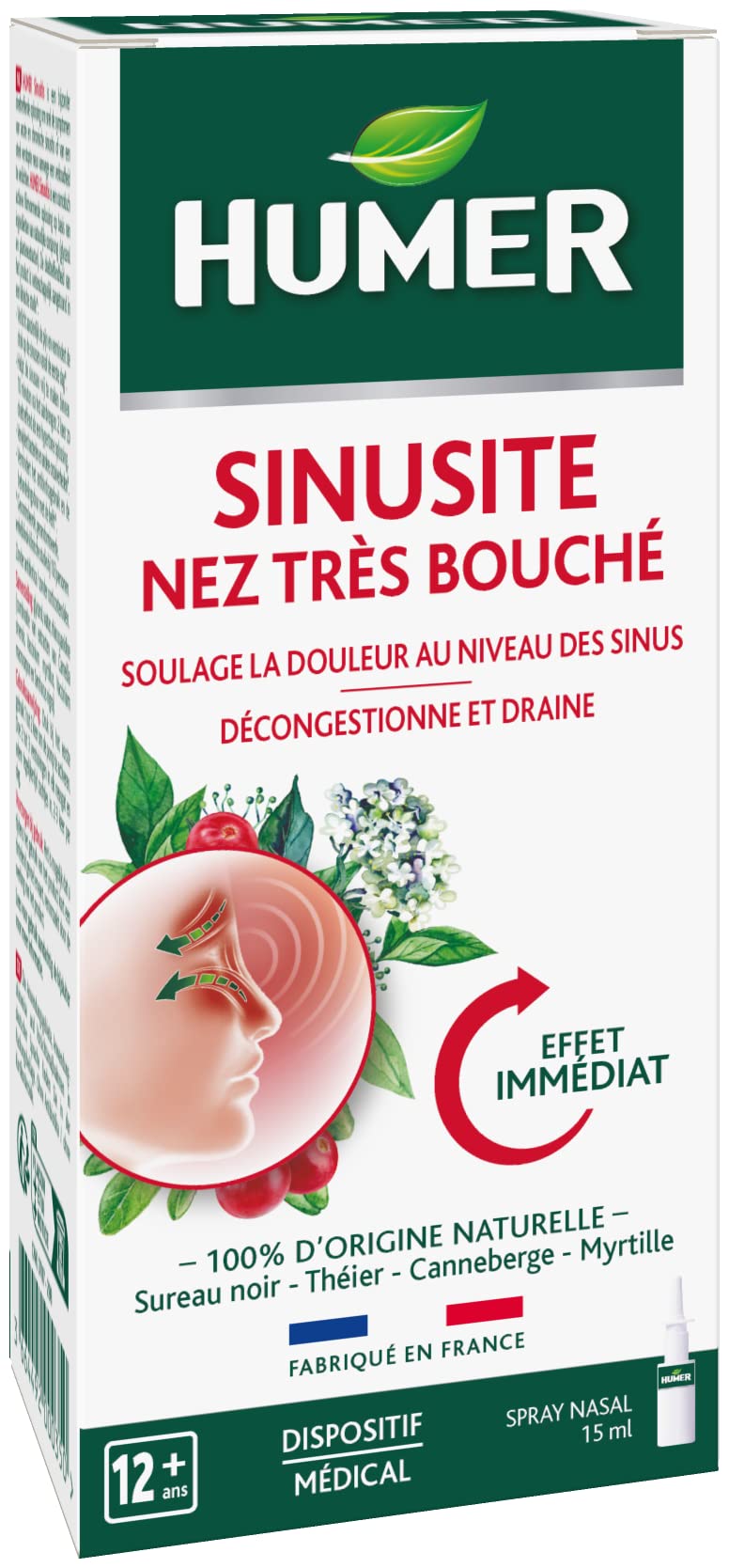 Humer Nez Sinusite spray nez très bouché 15 ml effet immédiat