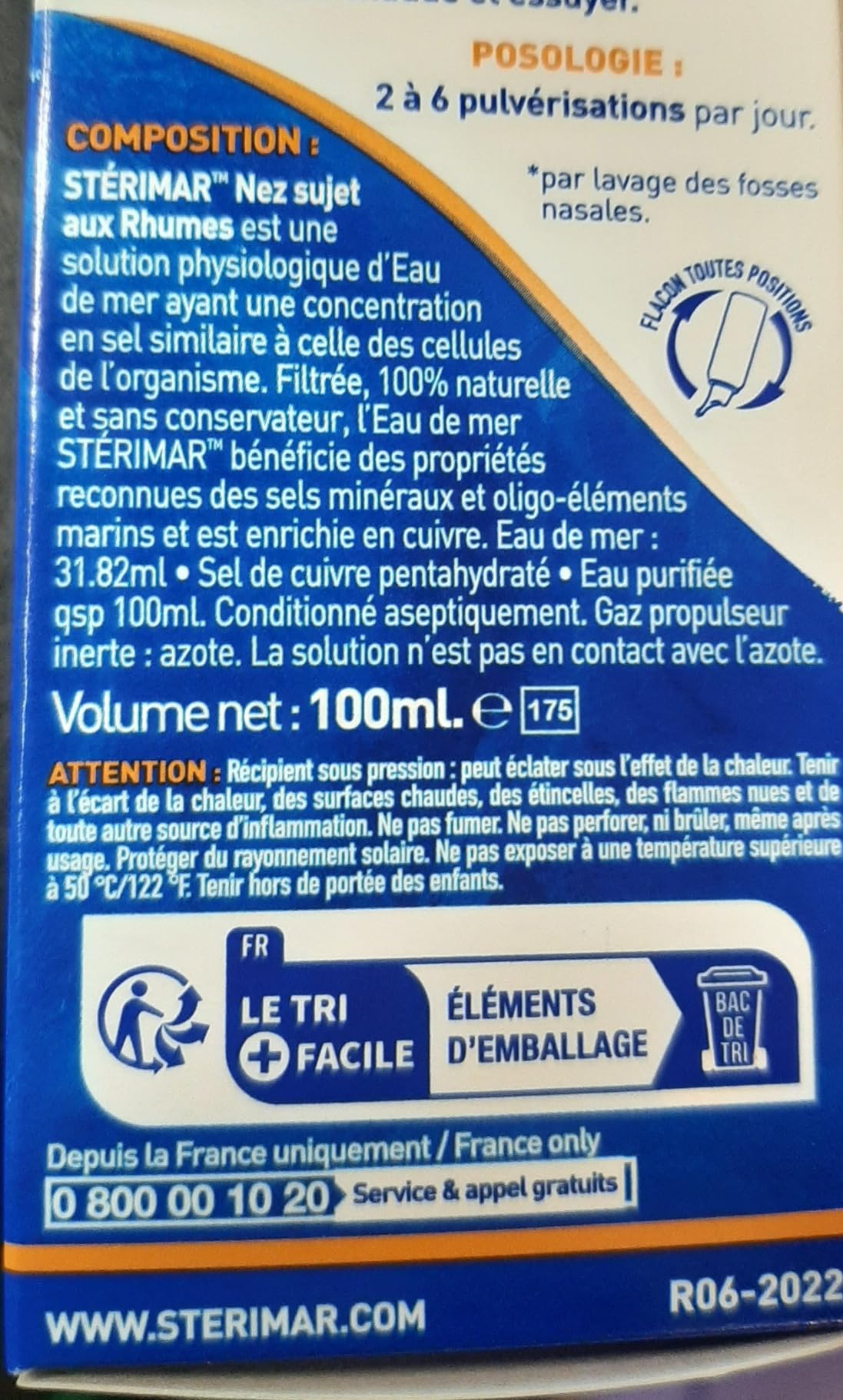 Stérimar Rhume Spray Nasal 100 ml Eau de Mer Cuivre