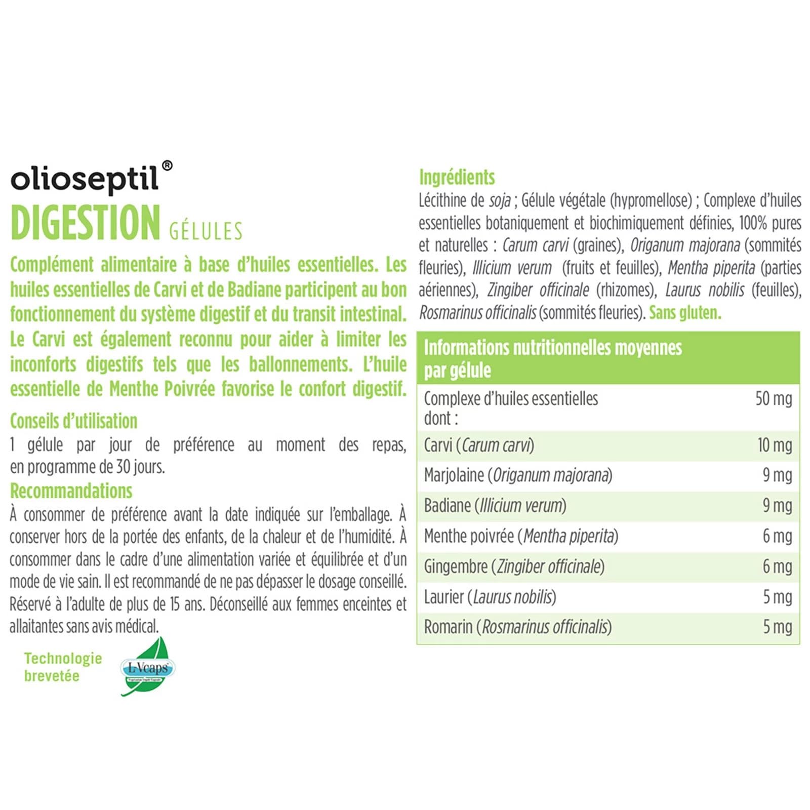 Olioseptil Confort digestif gélules digestion lot de 3 carvi