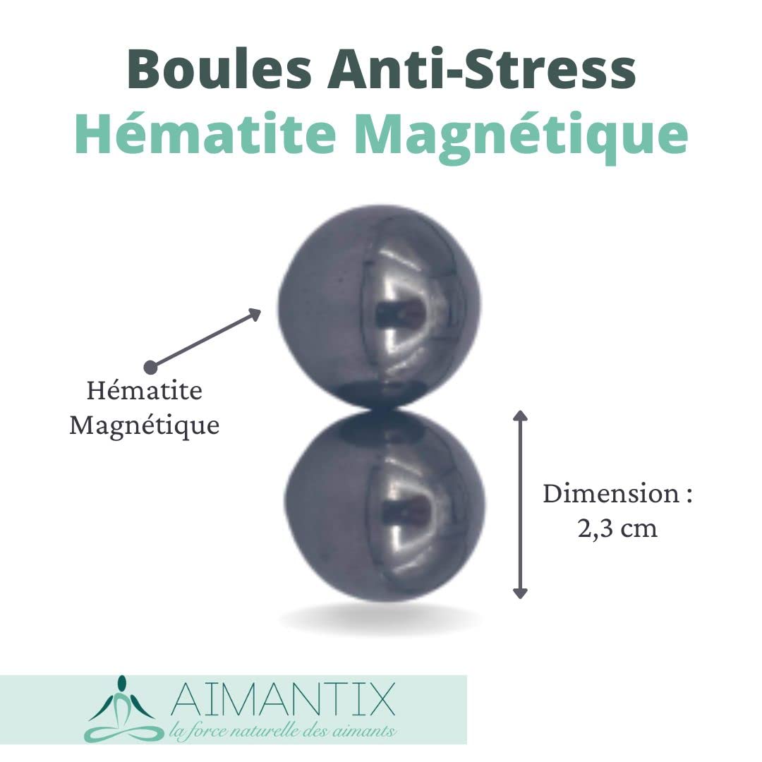 Aimantix Boules anti-stress hématite magnétique x2