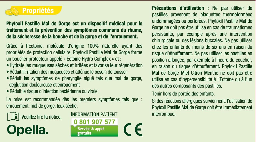 Phytoxil Gamme Gorge Pastilles Mal de Gorge Sans Sucre Miel