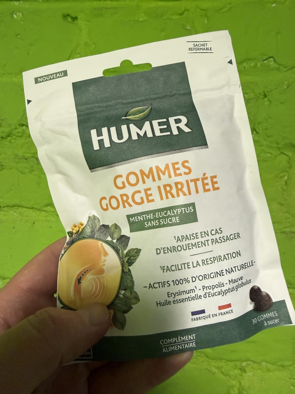 Humer Maux de Gorge gommes menthe eucalyptus x30 sans sucre