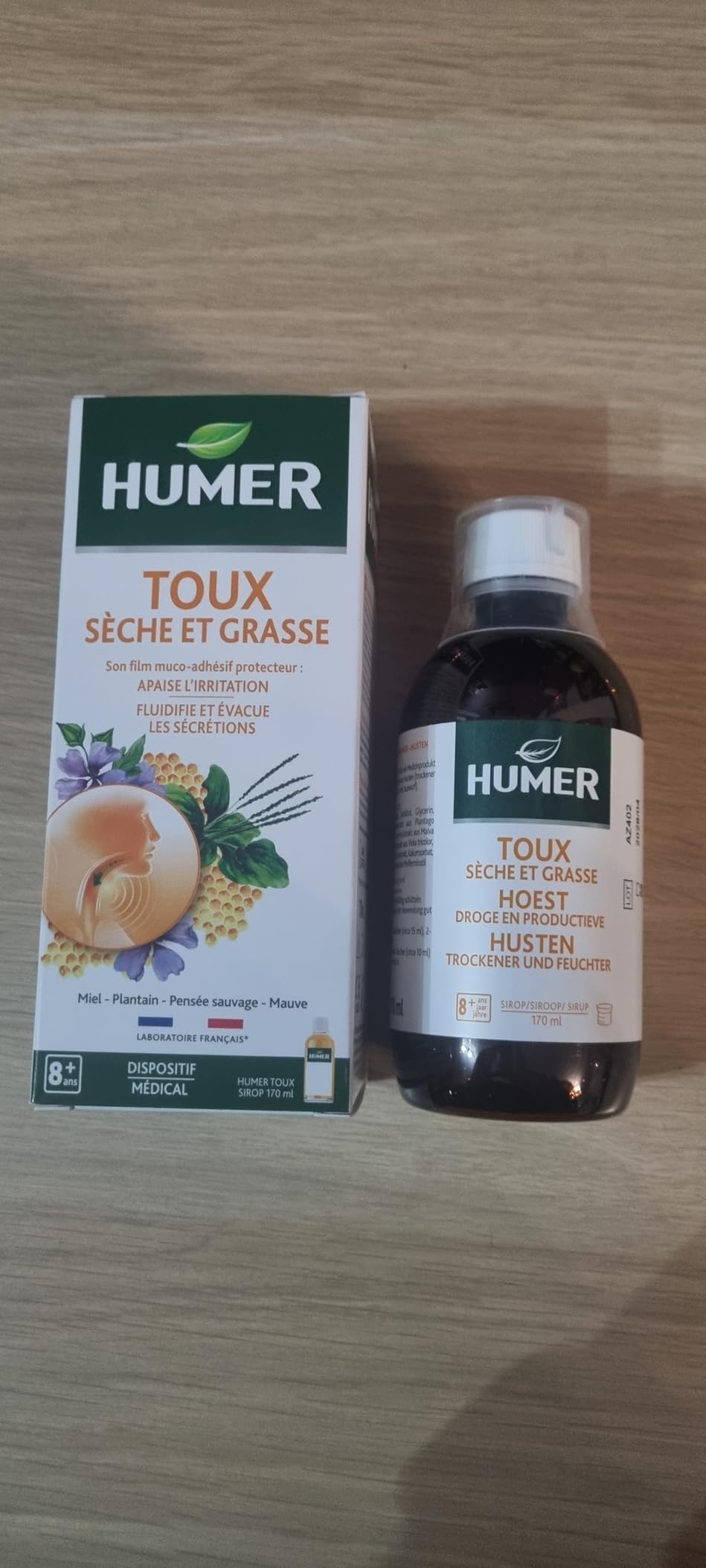Humer Toux sirop toux sèche grasse miel 170 ml dès 8 ans