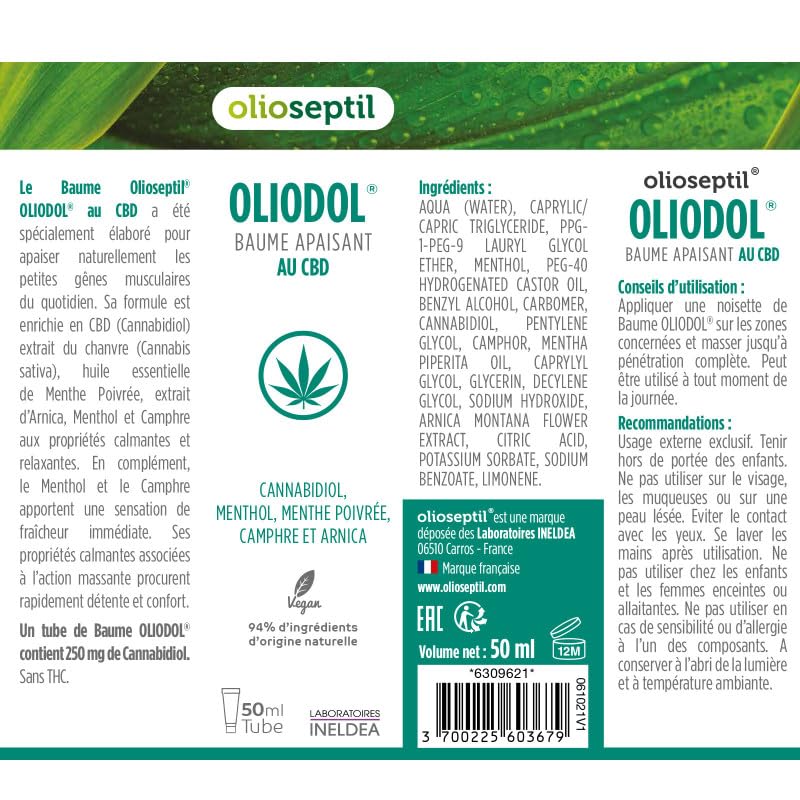 Olioseptil Oliodol Baume CBD Menthol 3x50 ml Muscles