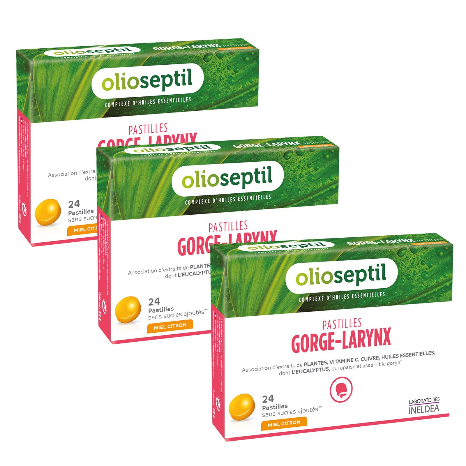Olioseptil Confort respiratoire Gorge pastilles miel eucalyptus 24