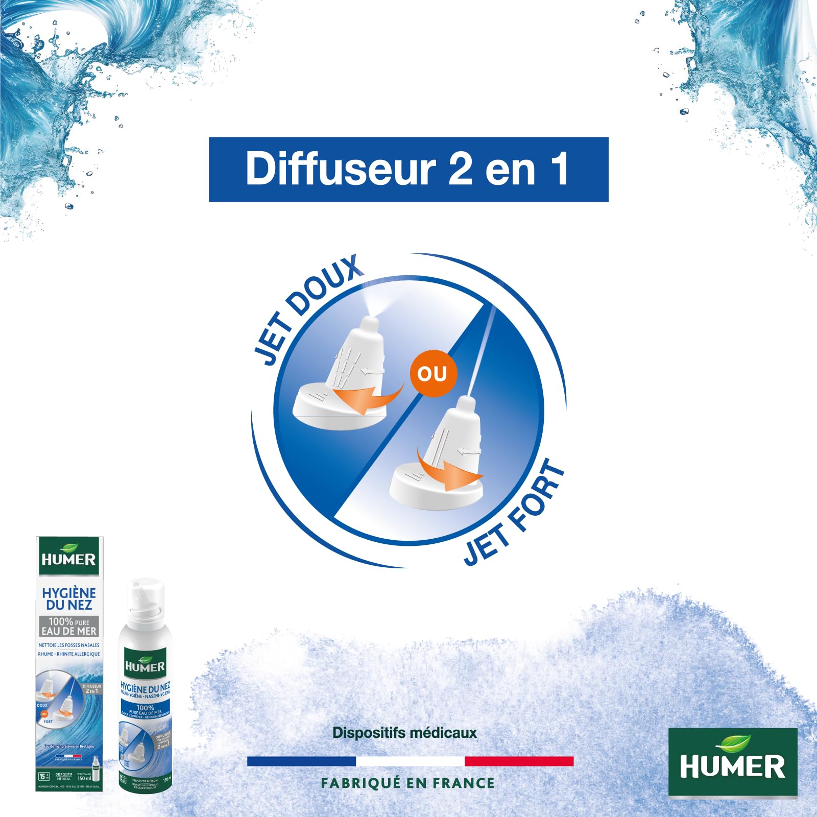 Humer Hygiène du Nez spray nasal adulte eau de mer 150 ml