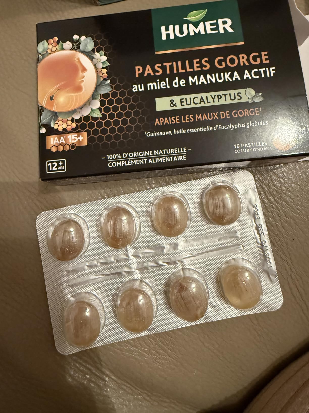 Humer Maux de Gorge pastilles miel manuka 15+ x16