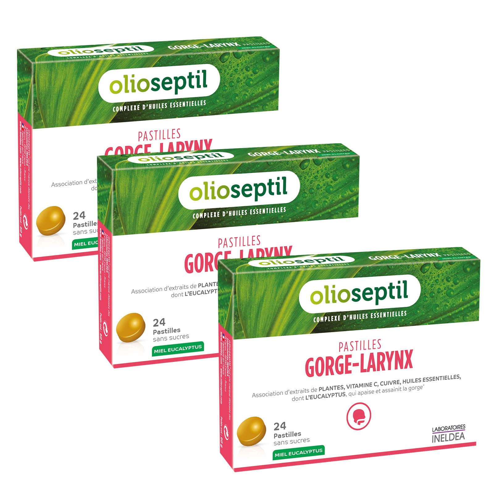 Olioseptil Confort respiratoire Gorge pastilles miel eucalyptus 24