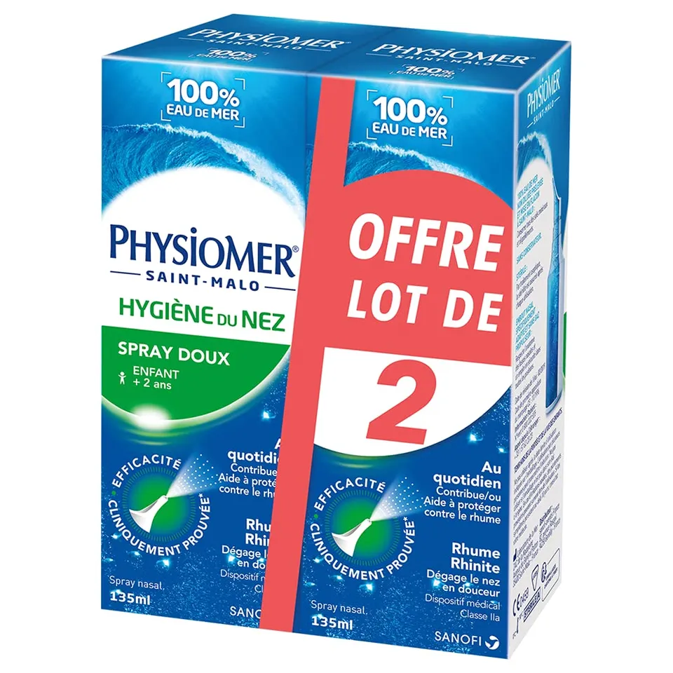 Physiomer Spray Doux spray nasal eau de mer 135 ml lot de 2 isotonique