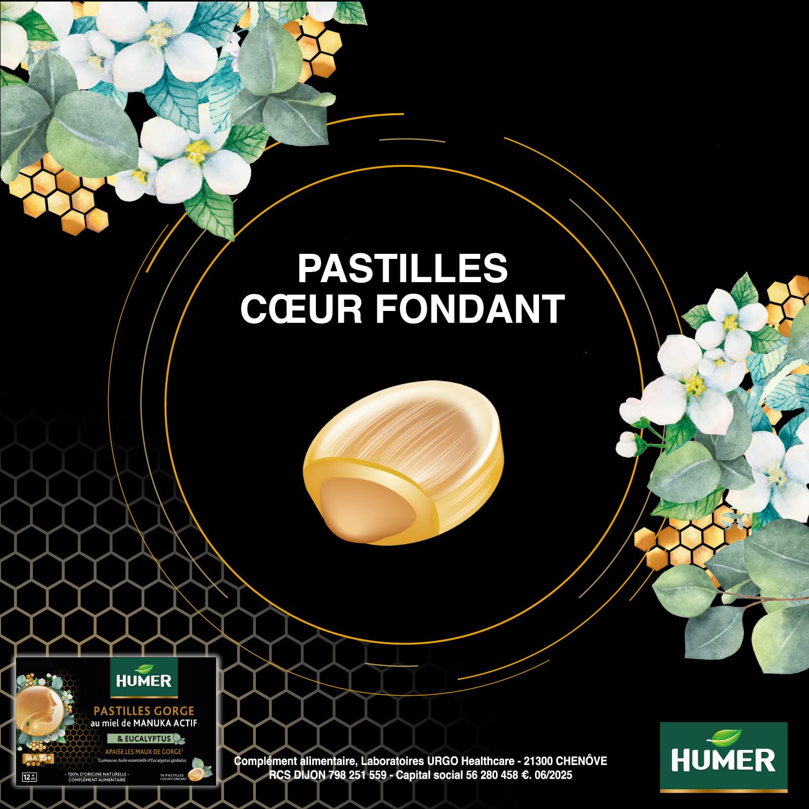 Humer Maux de Gorge pastilles miel manuka 15+ x16