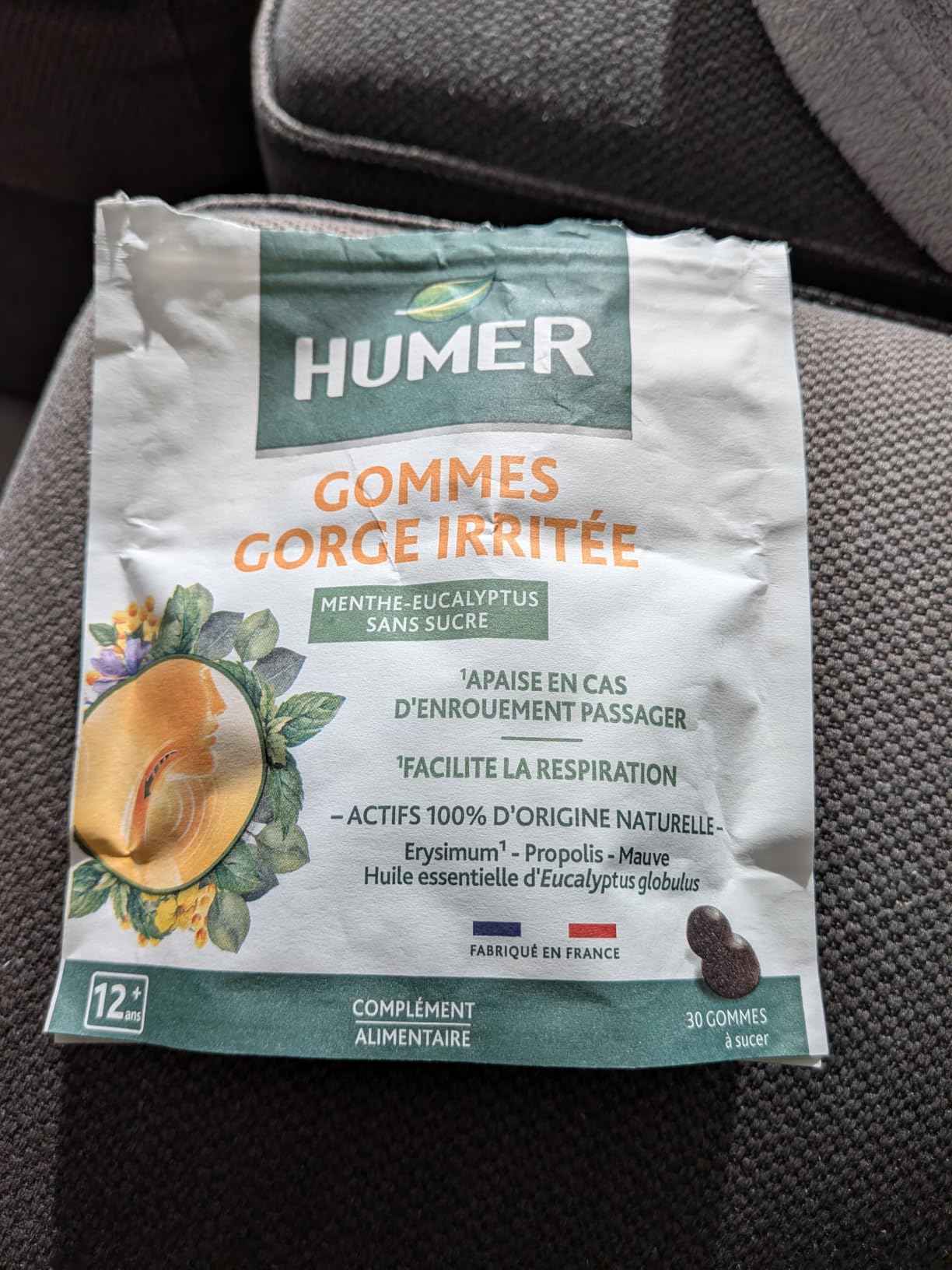 Humer Maux de Gorge gommes menthe eucalyptus x30 sans sucre
