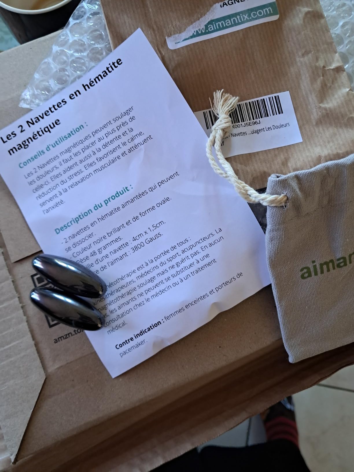 Aimantix Navettes hématite magnétique aimants x2 douleurs