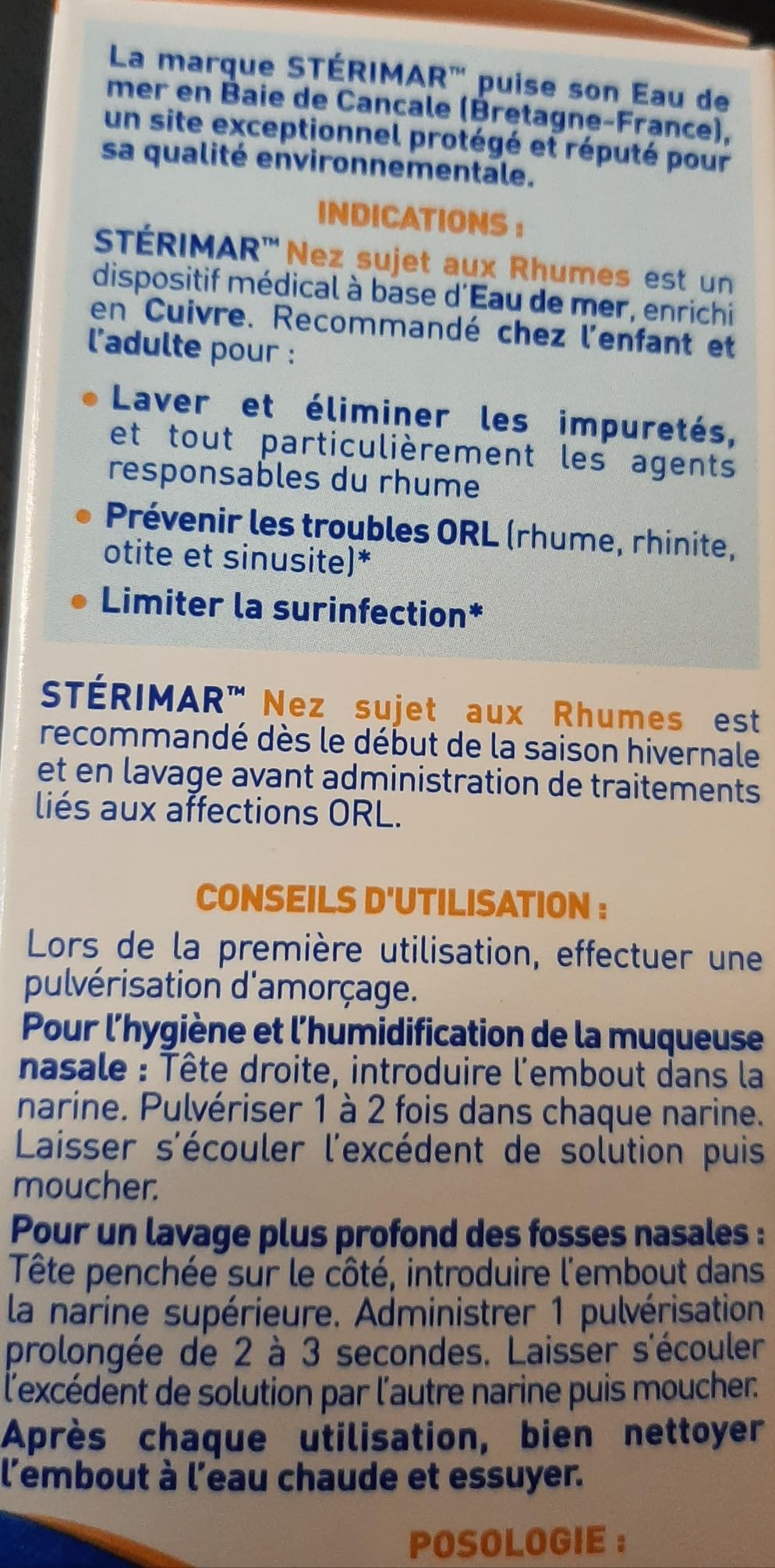 Stérimar Rhume Spray Nasal 100 ml Eau de Mer Cuivre