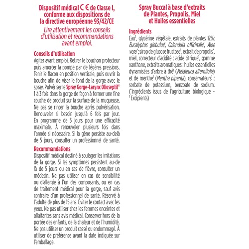 Olioseptil Confort respiratoire spray gorge 2x20 ml lot de 2 miel