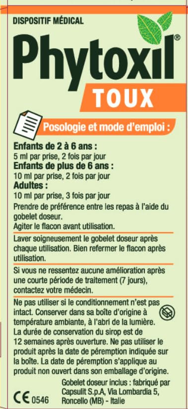 Phytoxil Gamme Toux sirop sans sucre 100 ml plantain