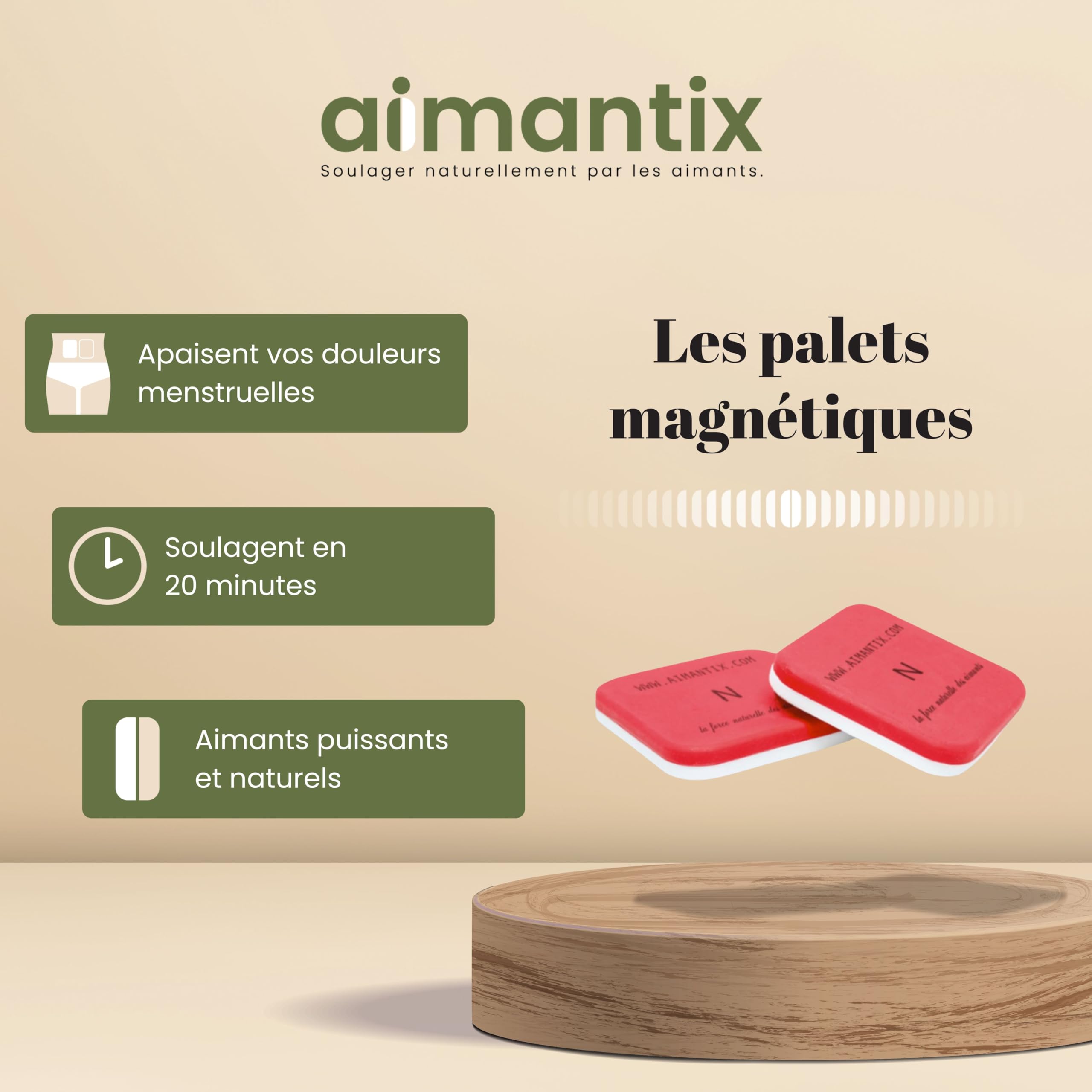 Aimantix Palets magnétiques aimants règles douloureuses x2