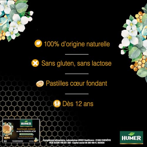 Humer Maux de Gorge pastilles miel manuka 15+ x16