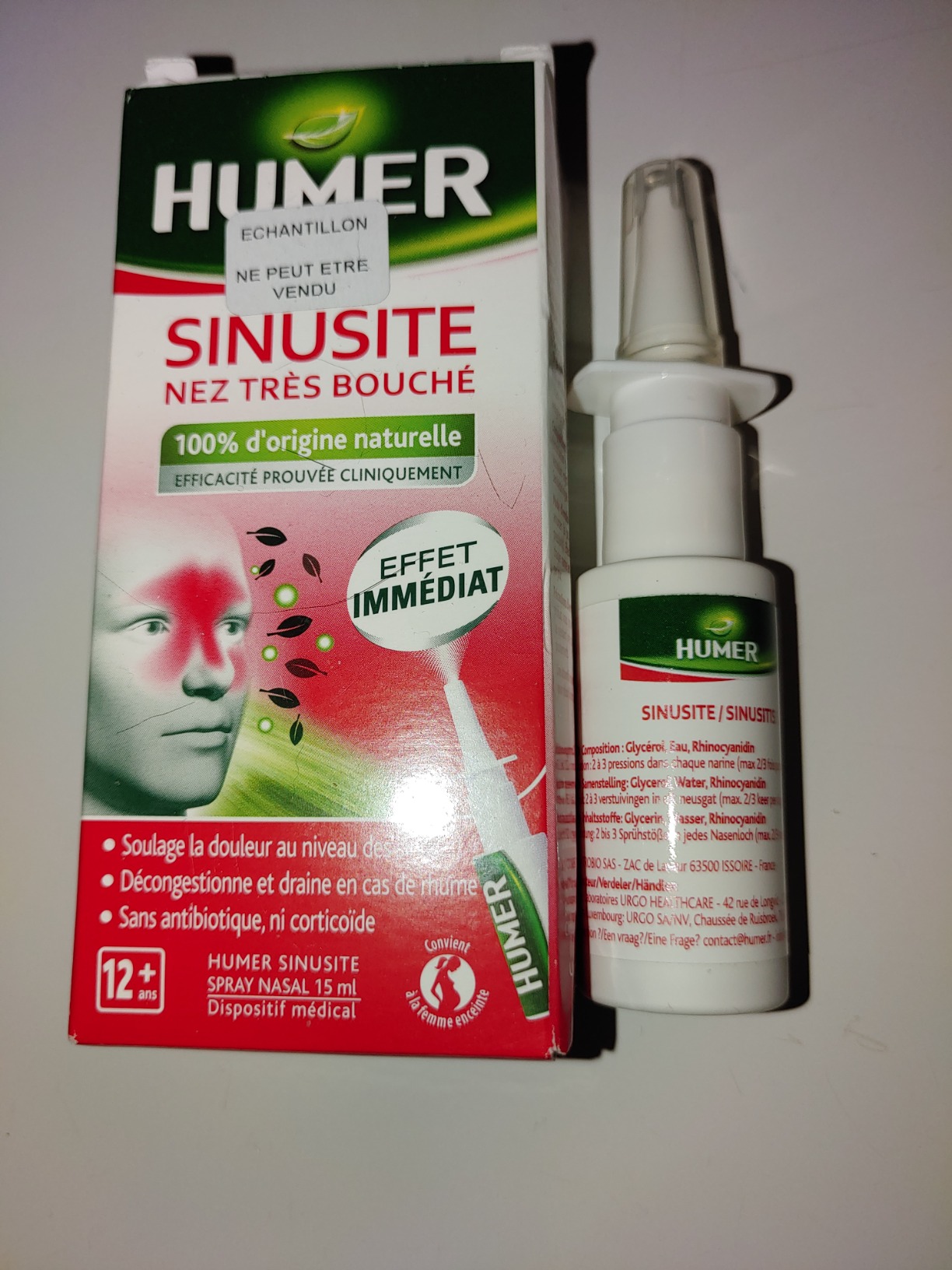 Humer Nez Sinusite spray nez très bouché 15 ml effet immédiat
