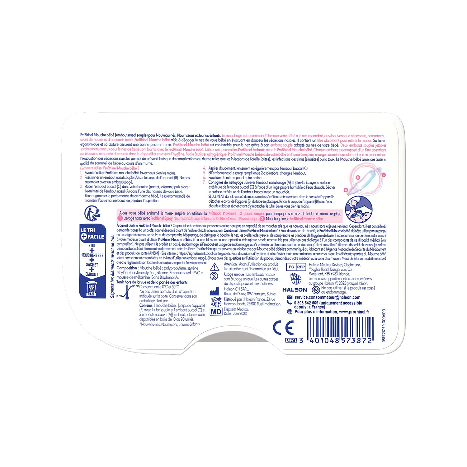 Prorhinel Gamme bébé Mouche-bébé manuel + 2 embouts rhume