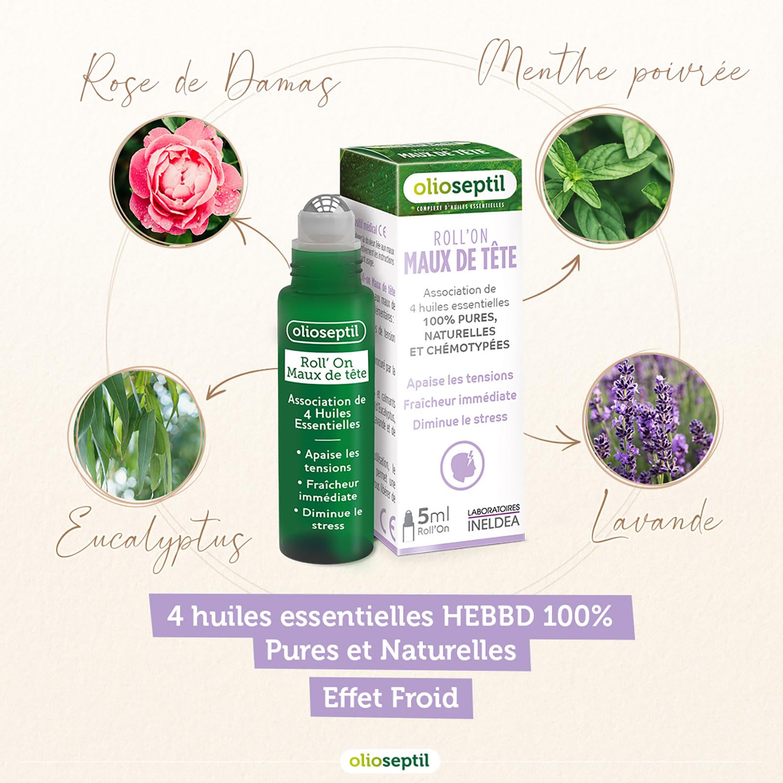 Olioseptil Sommeil et relaxation roll on maux de tête lot de 3