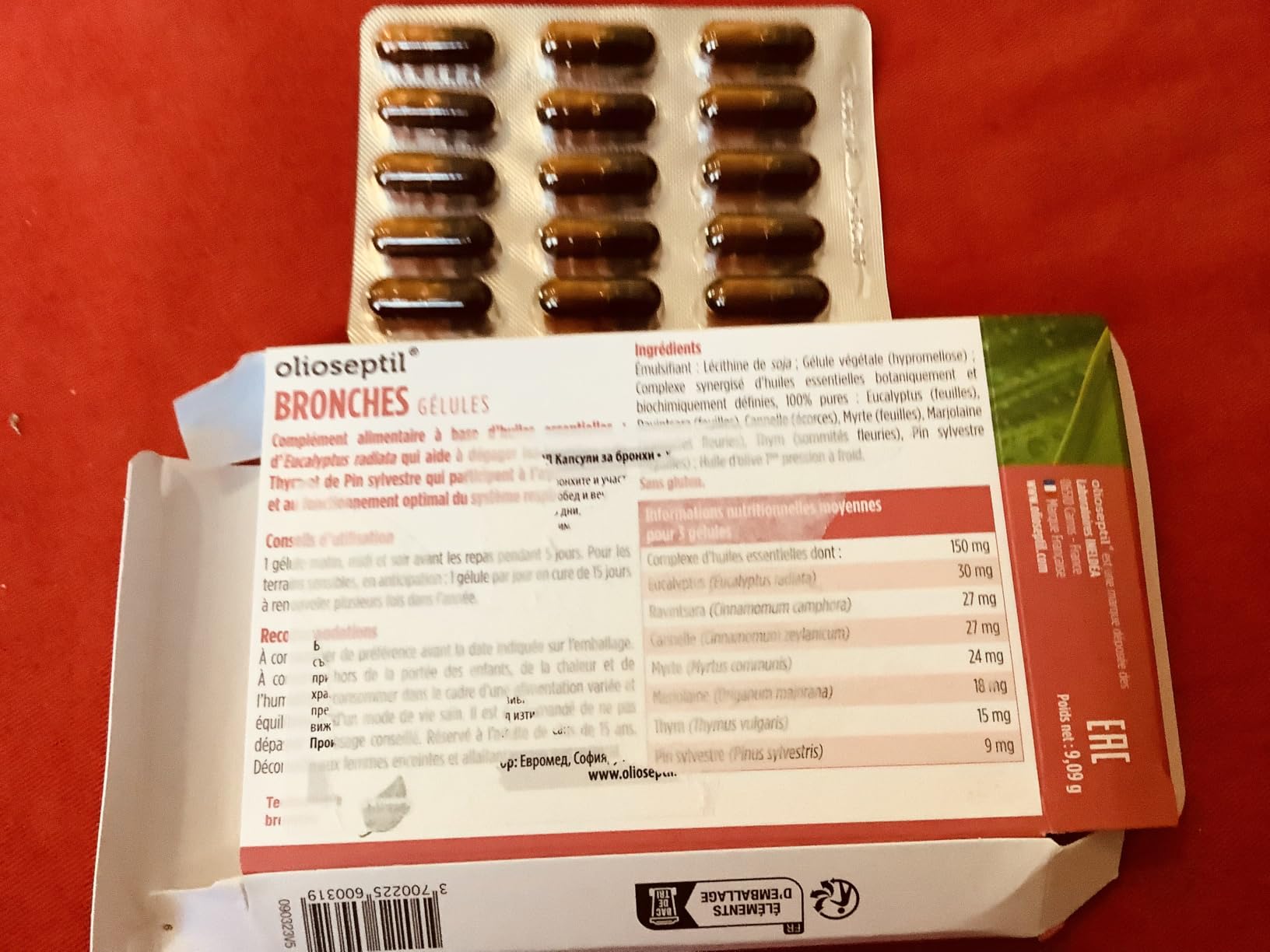 Olioseptil Bronches Eucalyptus gélules 15 huiles essentielles