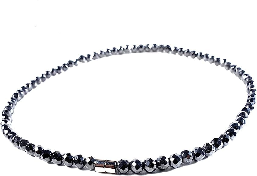 Aimantix Collier hématite magnétique collier pierre facettes noires