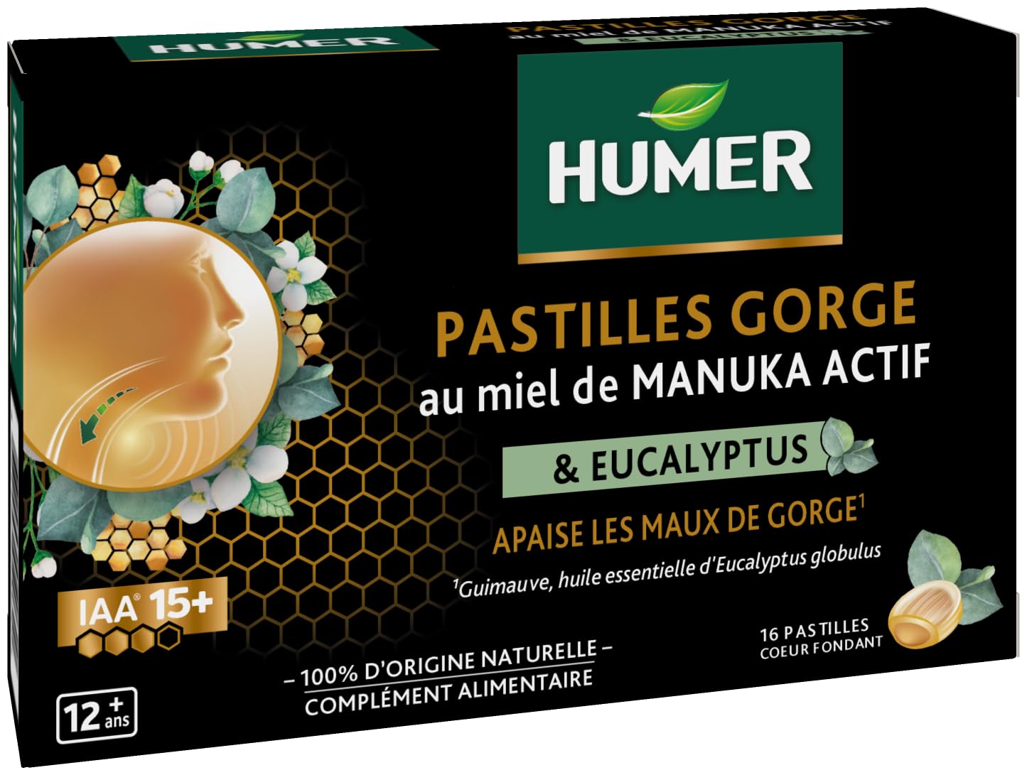 Humer Maux de Gorge pastilles miel manuka 15+ x16