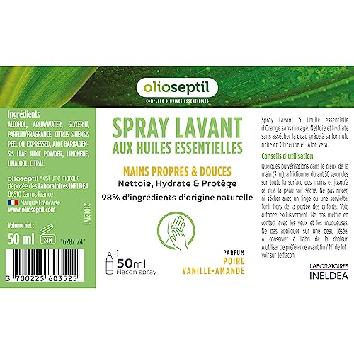 Olioseptil spray lavant mains poire-vanille lot de 3x50 ml