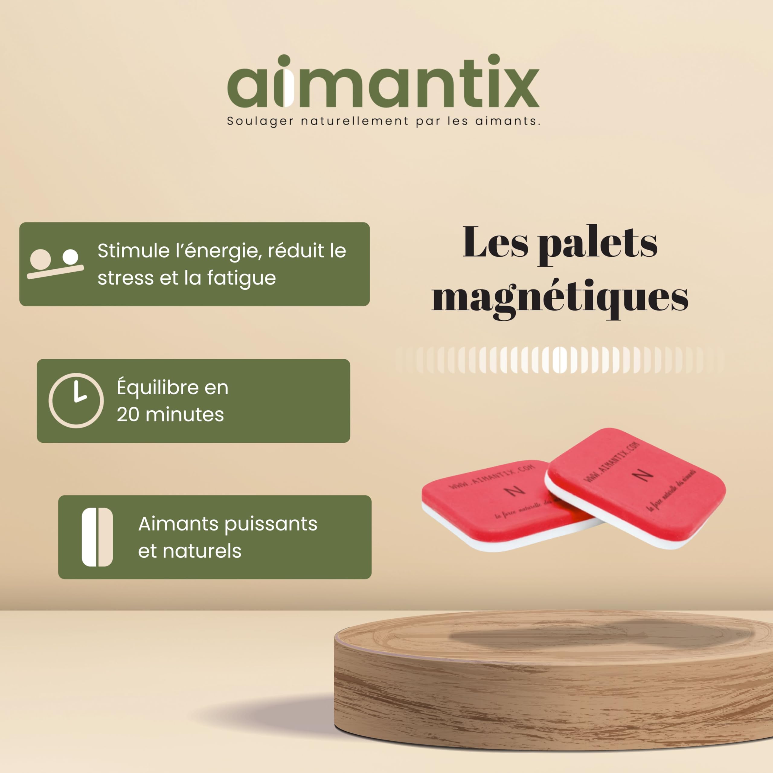 Aimantix Palets Magnétiques 3800 Gauss Lot de 2 Énergie