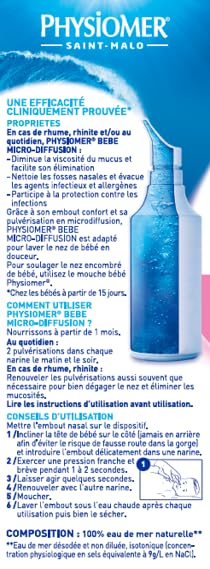 Physiomer Bébé Micro-diffusion spray eau de mer 115 ml