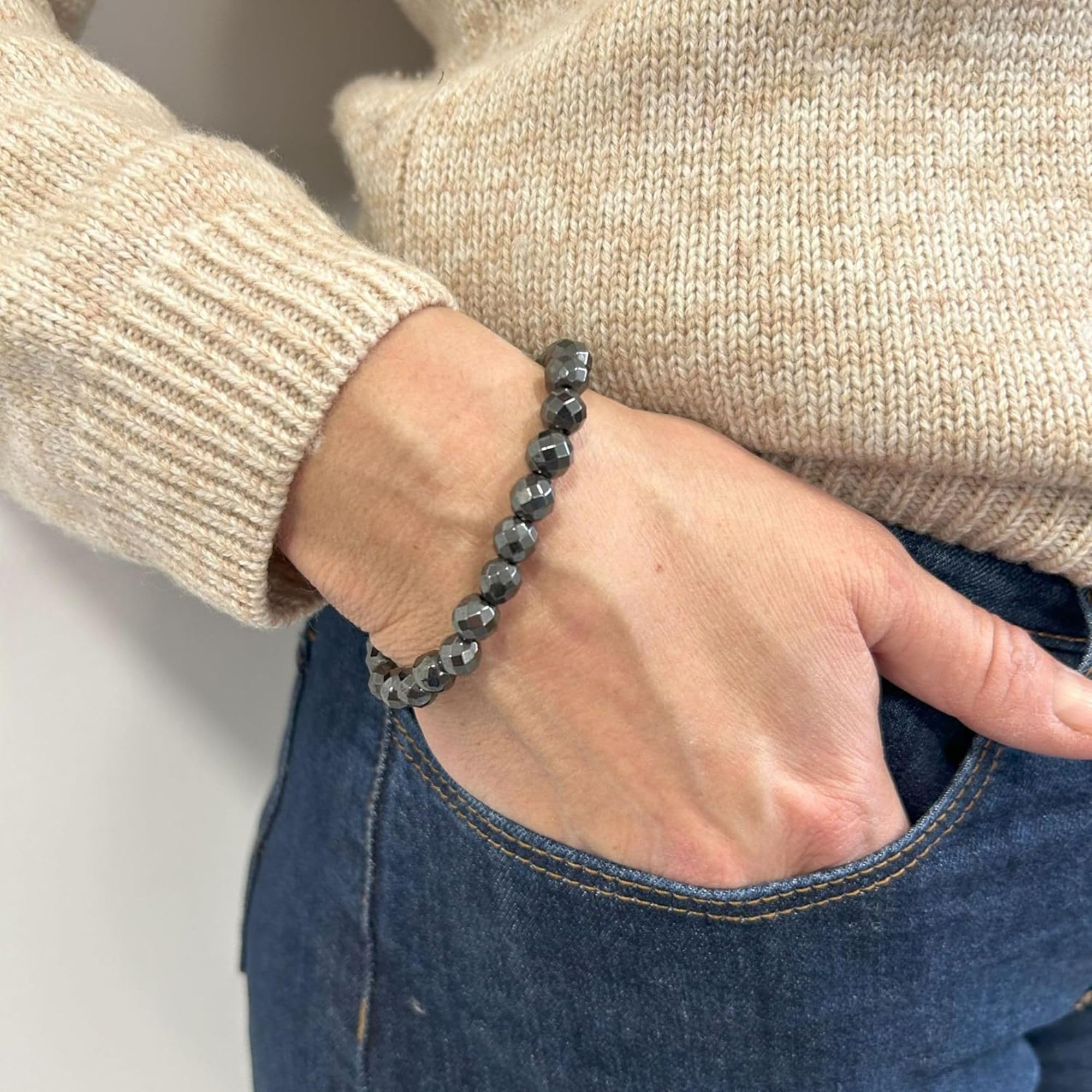 Aimantix Bracelet Hématite Magnétique Grosses Billes Taille Unique
