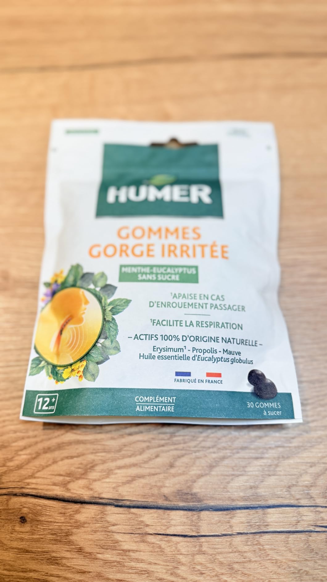Humer Maux de Gorge gommes menthe eucalyptus x30 sans sucre