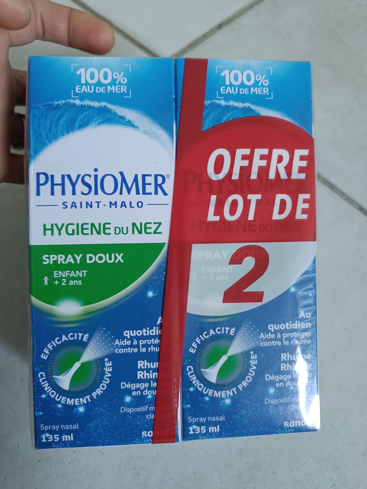Physiomer Spray Doux spray nasal eau de mer 135 ml lot de 2 isotonique