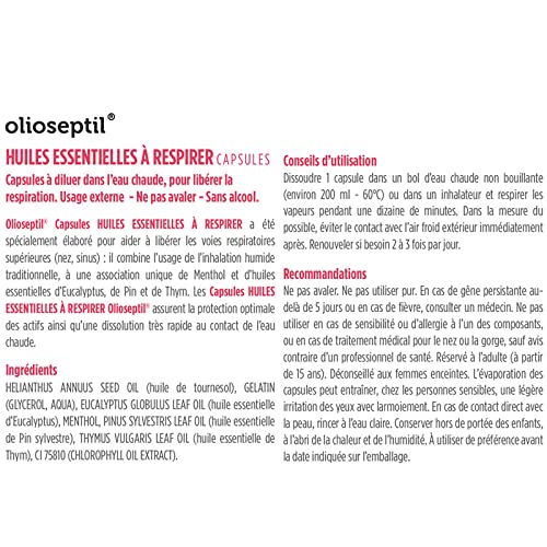 Olioseptil Confort respiratoire capsules inhalation 15 nez sinus