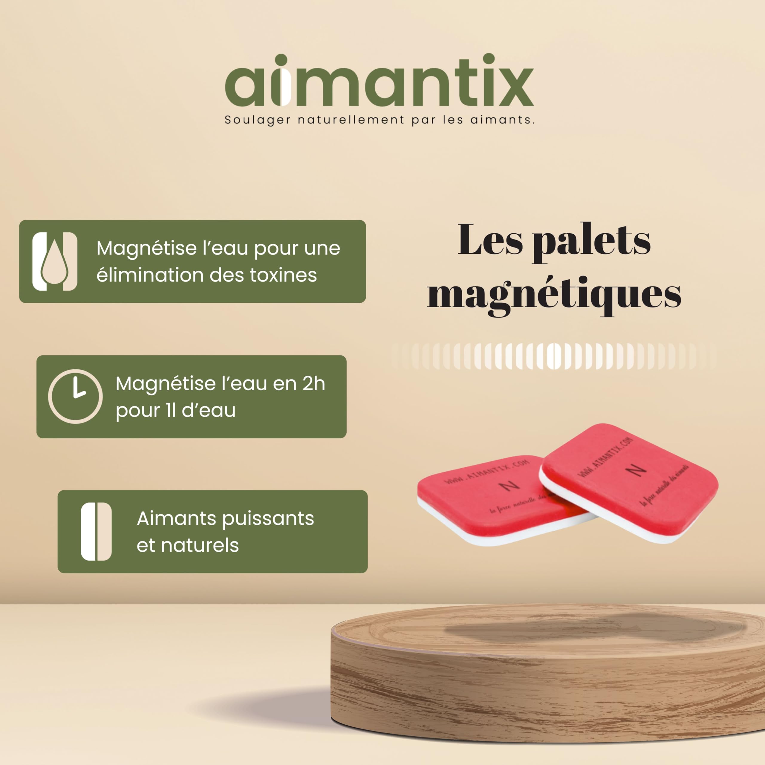 Aimantix Palets magnétiques eau magnétisée 3800 gauss lot de 2