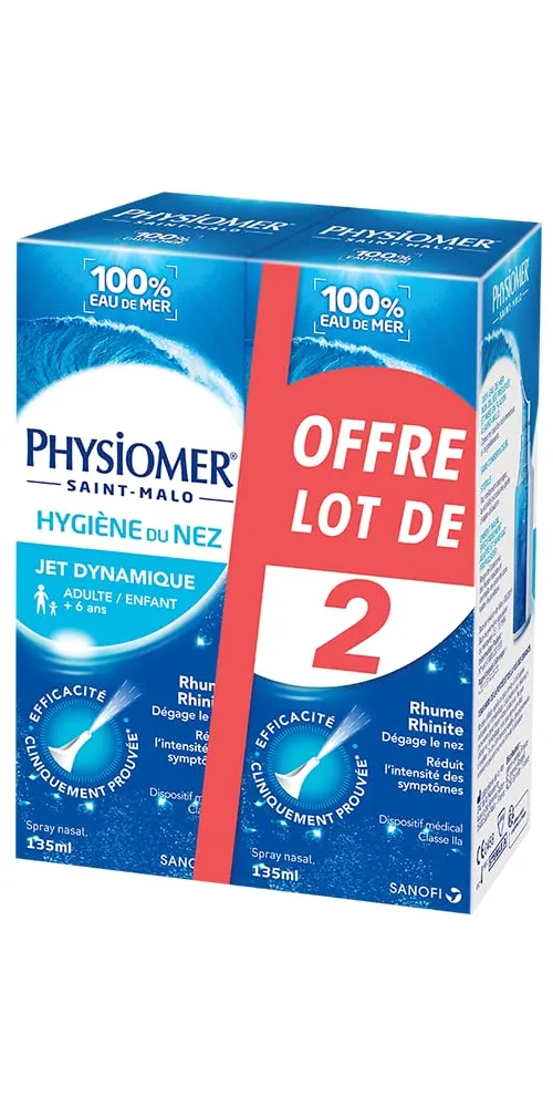 Physiomer Jet Dynamique spray nasal eau de mer 2x135 ml