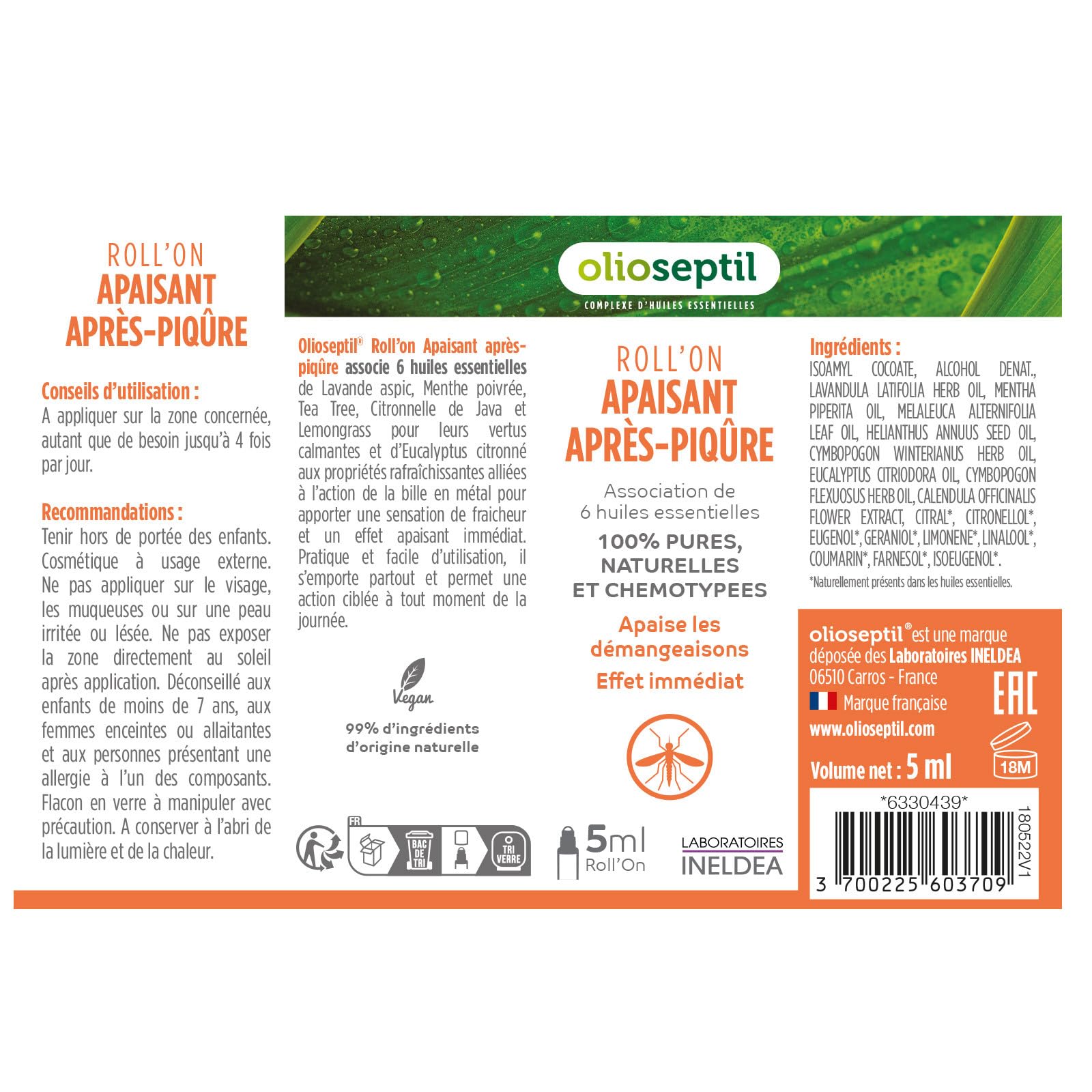 Olioseptil Roll-On Après-Piqûre Démangeaisons 3x5 ml