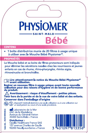 Physiomer Mouche Bébé filtres protecteurs jetables x20