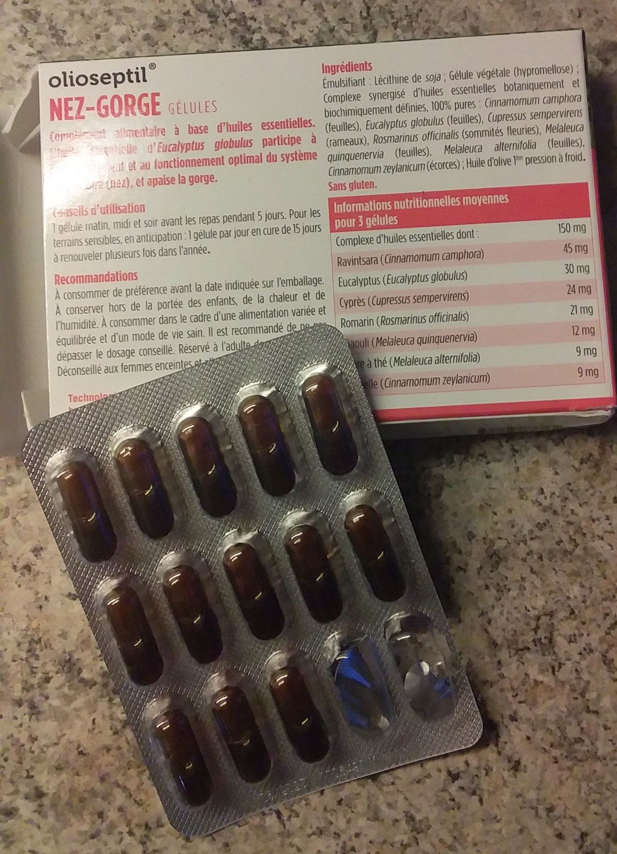 Olioseptil Confort Respiratoire Nez-Gorge Gélules Lot de 3 Eucalyptus
